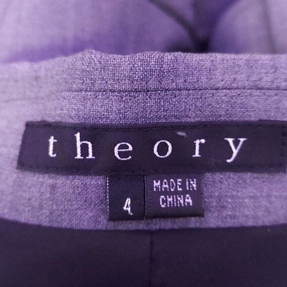 *THEORY Nichelle Broadway Womens Grey button front wool career office blazer 4 - Picture 6 of 8
